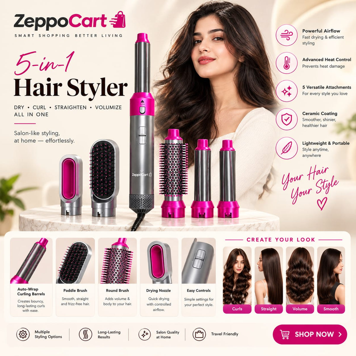 Muti-Functional 5 IN 1 Hair Styling
